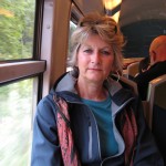 Sue on the train to Fontainebleau