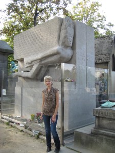 Oscar Wilde's grave at PÃ¨re Lachaise Cemetery.