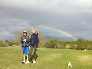 Jessie and Sue and a rainbow