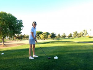 Sue at the tees at Queen Creek GC